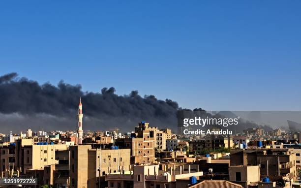 Smoke rises during clashes between the Sudanese Armed Forces and the paramilitary Rapid Support Forces in Khartoum, Sudan on April 19, 2023.