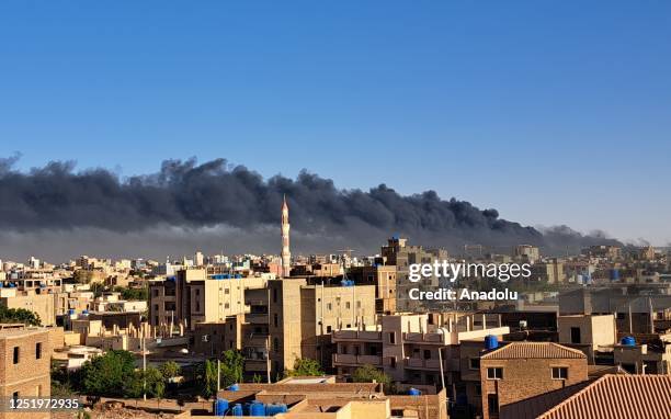 Smoke rises during clashes between the Sudanese Armed Forces and the paramilitary Rapid Support Forces in Khartoum, Sudan on April 19, 2023.