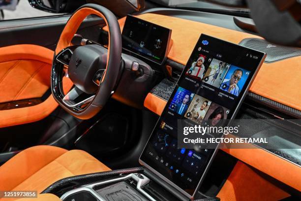 View of the interior of a Neta GT Speedster car on display during the 20th Shanghai International Automobile Industry Exhibition in Shanghai on April...