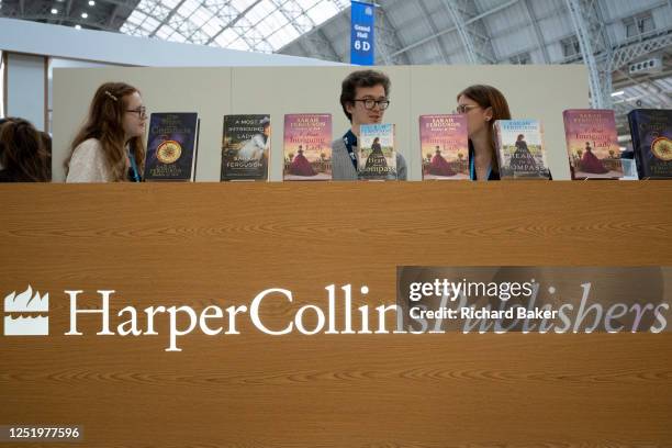 The romantic fiction of Sarah Ferguson is seen on the Harper Collins stand during the first day of the London Book Fair at Hammersmith's Olympia...