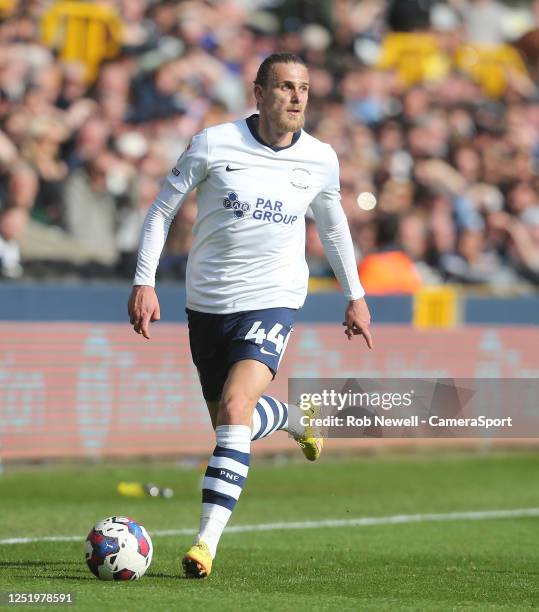 Preston North End's Brad Potts during the Sky Bet Championship between Millwall and Preston North End at The Den on April 15, 2023 in London, United...