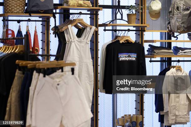 Outdoor clothes on display at a Patagonia store in Tokyo, Japan, on Wednesday, April 19, 2023. US Trade Representative Katherine Tai visited the...