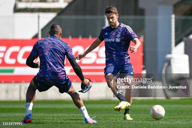 Daniele Rugani of Juventus during a Training session at Jtc ahead of their UEFA Europa League quarterfinal second leg match against Sporting CP at...