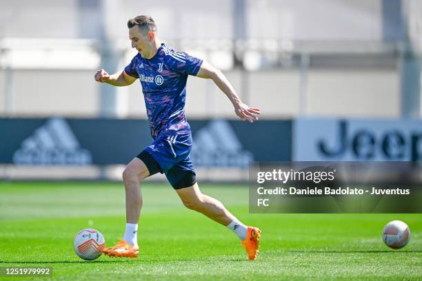 Arkadiusz Krystian Milik of Juventus during a Training session at Jtc ahead of their UEFA Europa League quarterfinal second leg match against...