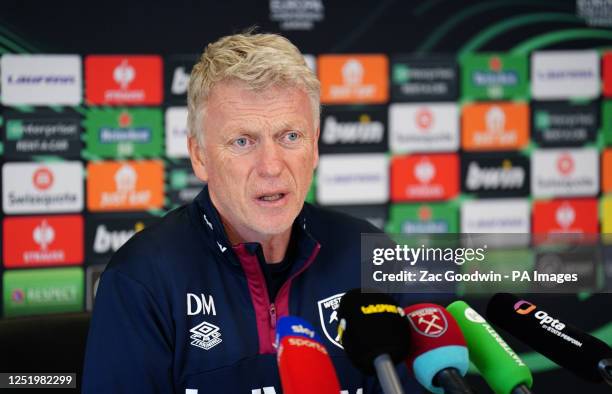 West Ham United manager David Moyes during a press conference at Rush Green Training Ground, London. Picture date: Wednesday April 19, 2023.