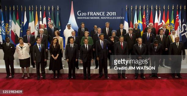 World leaders pose for a family photo Equatorial Guinea President Teodoro Obiang Nguema, Brazilian President Dilma Rousseff, Russian President Dmitry...