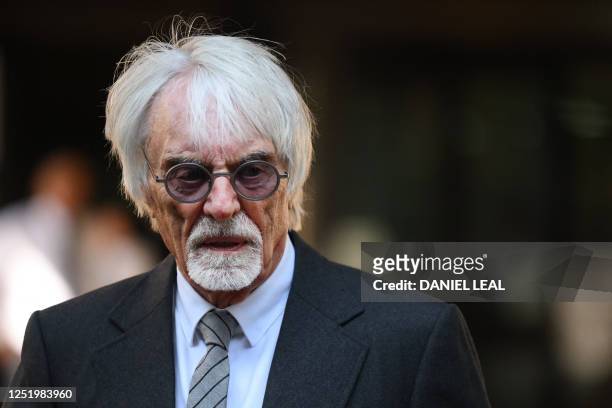 Ex-Formula One chief Bernie Ecclestone leaves at Southwark Crown Court in central London, on April 19, 2023. - Former Formula One supremo Bernie...
