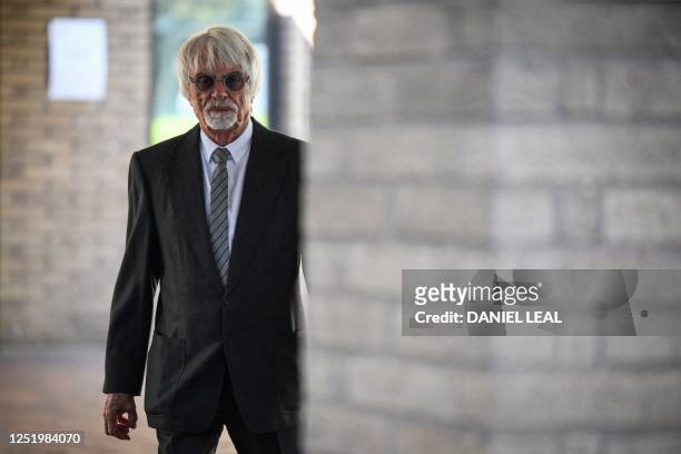 Ex-Formula One chief Bernie Ecclestone leaves at Southwark Crown Court in central London, on April 19, 2023. - Former Formula One supremo Bernie...