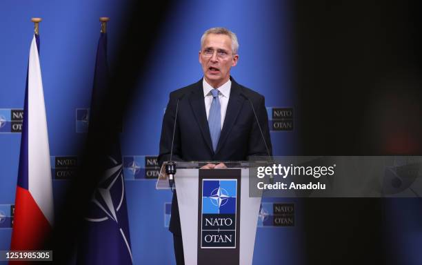 The North Atlantic Treaty Organization Secretary General Jens Stoltenberg and Czech President Petr Pavel hold a joint press conference following...