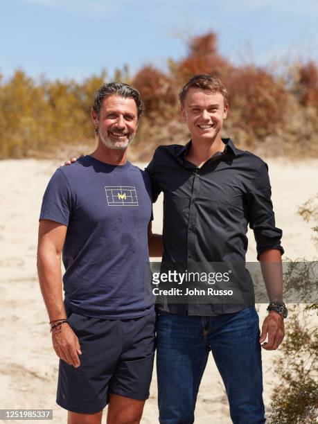 Tennis player Holger Rune with his trainer Patrick Mouratoglou are photographed for Gio Journal on March 12, 2023 in California, United States.