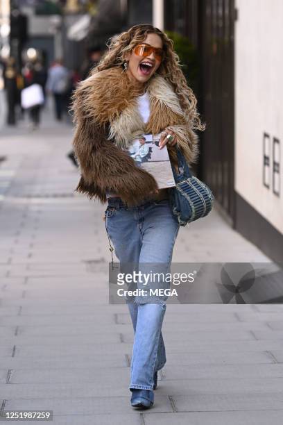 Rita Ora is seen leaving a Radio 1 on April 19, 2023 in London, United Kingdom.