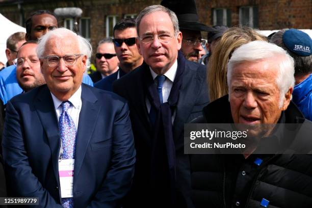 The former United States Ambassador to Israel, David Friedman , and American businessman Robert Kraft walking in the March of the Living on April 18,...