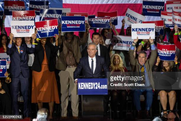 Robert F. Kennedy Jr. Officially announces his candidacy for President on April 19, 2023 in Boston, Massachusetts. An outspoken anti-vaccine...