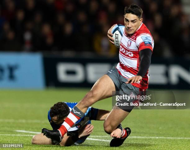 Gloucester's Santiago Carreras in action during the Gallagher Premiership Rugby match between Gloucester Rugby and Bath Rugby at Kingsholm Stadium on...