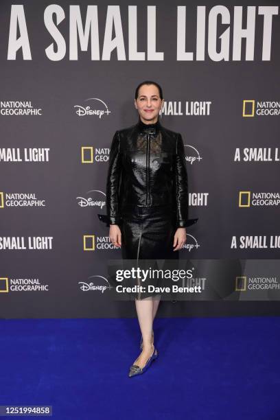 Amira Casar attends the UK Premiere of National Geographic's 'A Small Light' at Odeon Luxe Leicester Square on April 19, 2023 in London, England. The...