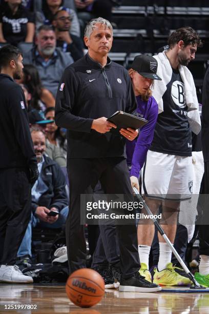 Assistant Coach Igor Kokoskov of the Brooklyn Nets looks on before the game against the Sacramento Kings on November 15, 2022 at Golden 1 Center in...