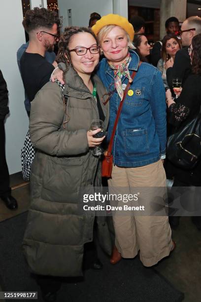Lynette Linton and Martha Plimpton attend the press night after party for "The Secret Life Of Bees" at The Almeida Theatre on April 19, 2023 in...
