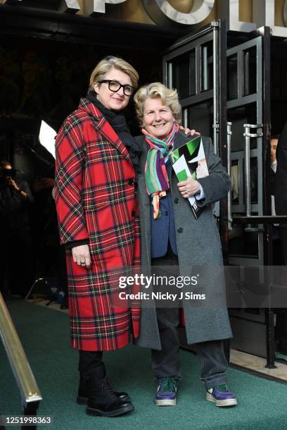 Debbie Toksvig and Sandi Toksvig attend the "Wicked" 2023 Media Night at Apollo Victoria Theatre on April 19, 2023 in London, England.