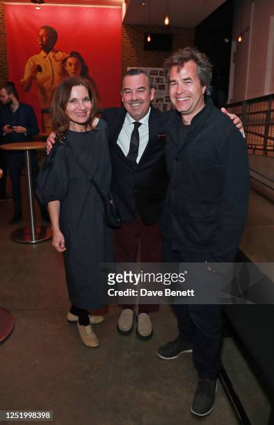 Kate Fleetwood, Duncan Sheik and Director Rupert Goold attend the press night after party for "The Secret Life Of Bees" at The Almeida Theatre on...