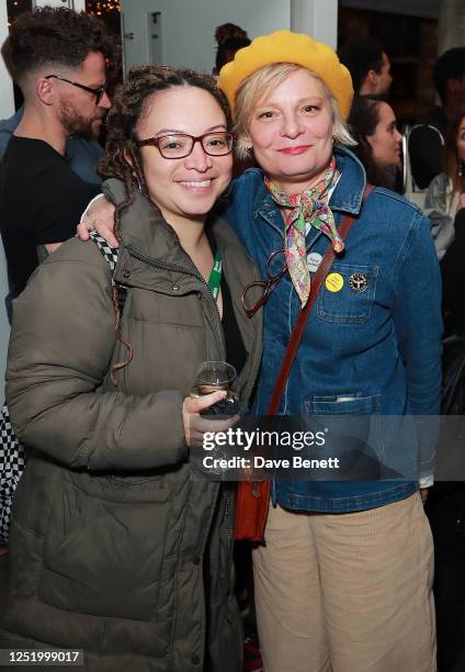 Lynette Linton and Martha Plimpton attend the press night after party for "The Secret Life Of Bees" at The Almeida Theatre on April 19, 2023 in...