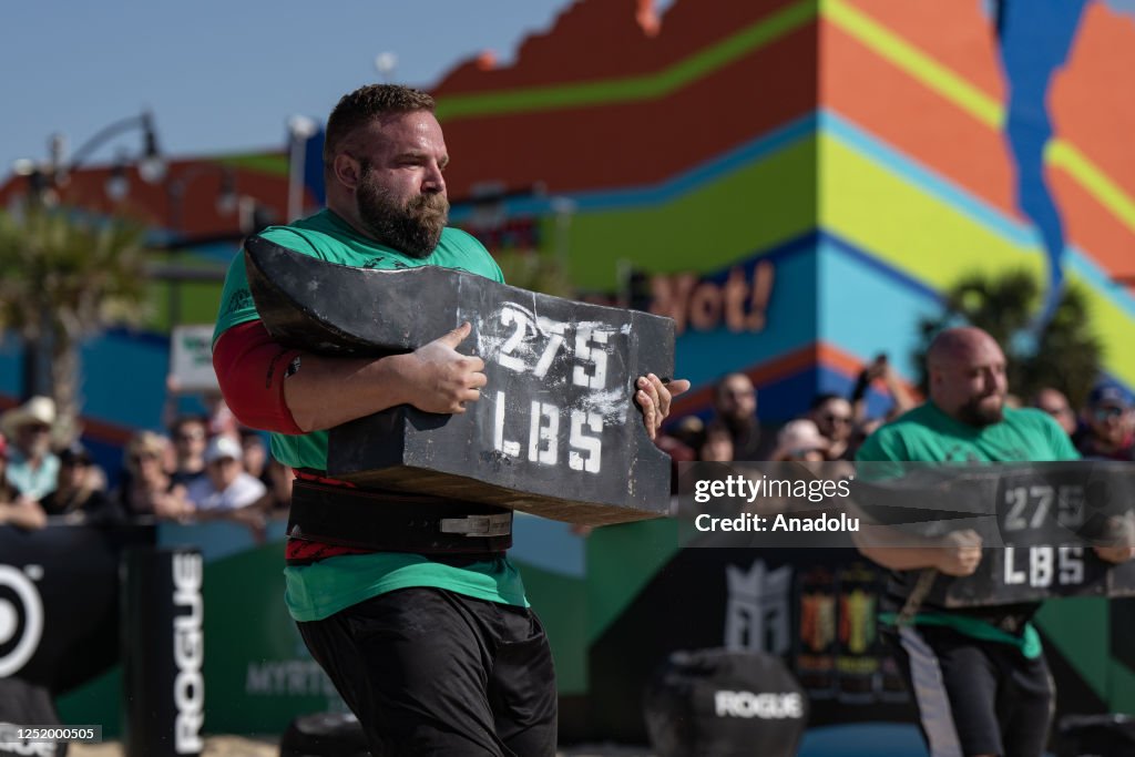 A participant competes in the 46th edition of the World's Strongest A participant competes in the 46th edition of the World's Strongest