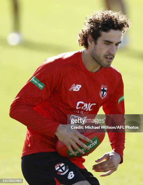 Max King of the Saints in action during the St Kilda Saints training session at RSEA Park on April 20, 2023 in Melbourne, Australia.