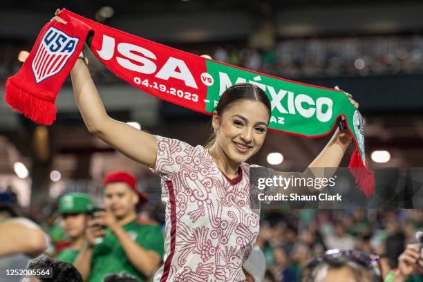 Mexican supporter during the match between United States and Mexico at State Farm Stadium on April 19, 2023 in Glendale, Arizona. The match ended in...