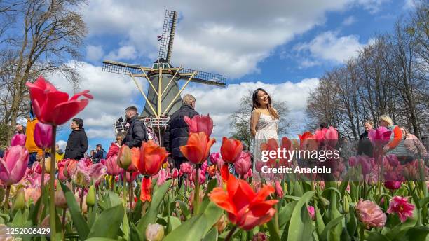 View from the Keukenhof also known as Garden of Europe as it opened its doors to visitors for the 74th time in Lisse, The Netherlands on April 15,...