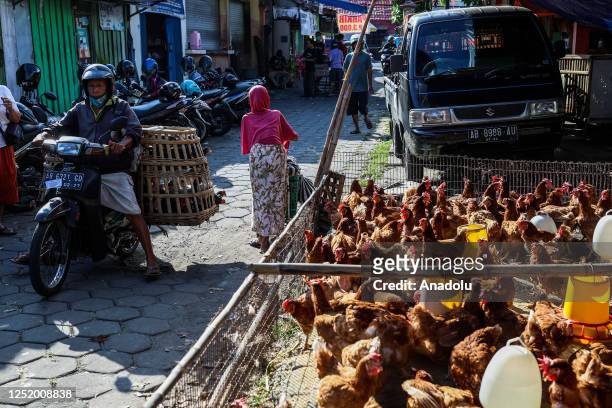 Vendors prepare chicken for a customer at a traditional market on April 20 in Yogyakarta, Indonesia. Muslims in Indonesia will celebrate Eid al Fitr...