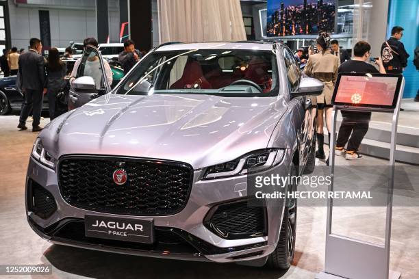 Jaguar F-Pace is displayed during the 20th Shanghai International Automobile Industry Exhibition in Shanghai on April 20, 2023.