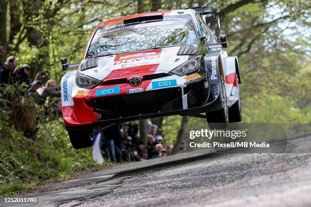 Sebastien Ogier of France and Vincent Landais of France are competing with their Toyota Gazoo Racing WRT Toyota GR Yaris Rally1 Hybrid during Day One...