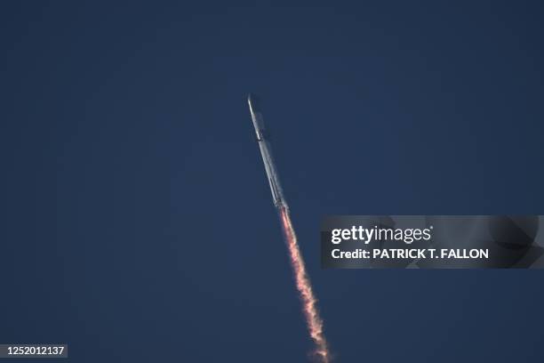 The SpaceX Starship lifts off from the launchpad during a flight test from Starbase in Boca Chica, Texas, on April 20, 2023. - SpaceX's Starship, the...