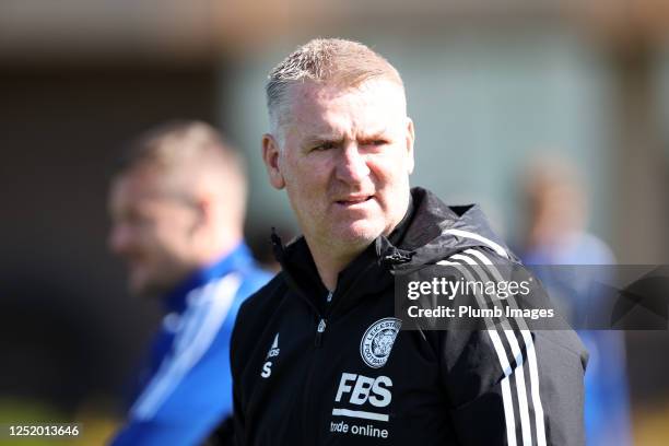 Leicester City manager Dean Smith during the Leicester City training session at Leicester City Training Ground, Seagrave on April 20, 2023 in...