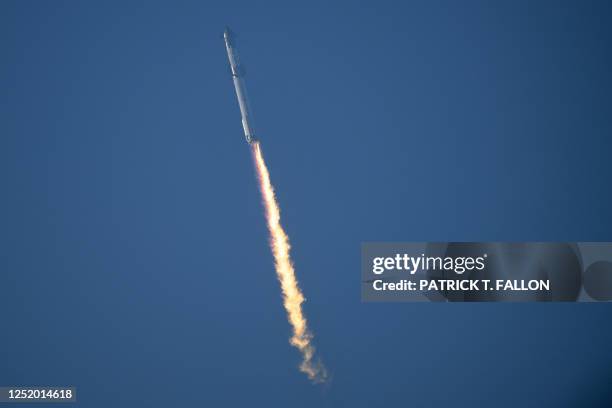 The SpaceX Starship lifts off from the launchpad during a flight test from Starbase in Boca Chica, Texas, on April 20, 2023. The rocket successfully...