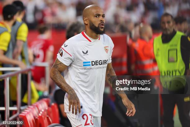 Marcos do Nascimento "Marcao" of Sevilla FC during the UEFA Europa League quarterfinal second leg match between Sevilla FC and Manchester United at...