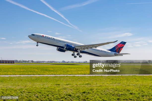 Delta Air Lines Airbus A330neo or A330-900 aircraft with neo engine option of the European plane manufacturer, as seen departing from Amsterdam...