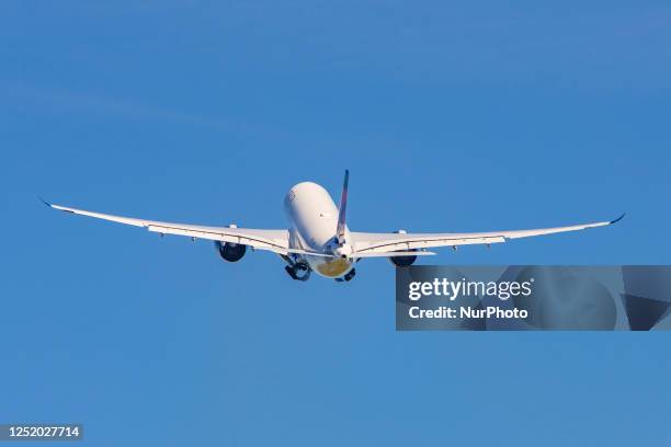 Delta Air Lines Airbus A330neo or A330-900 aircraft with neo engine option of the European plane manufacturer, as seen departing from Amsterdam...