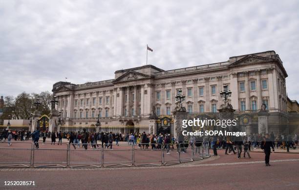 General view of Buckingham Palace as preparations for the coronation of King Charles III and Queen Camilla, which takes place on May 6th, continue...