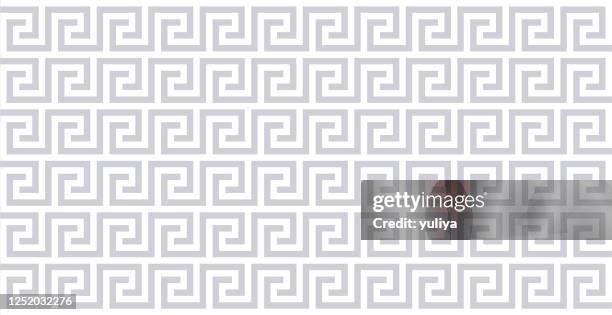 seamless meander pattern in gray and white color, greek key pattern background - the mosaica stock illustrations