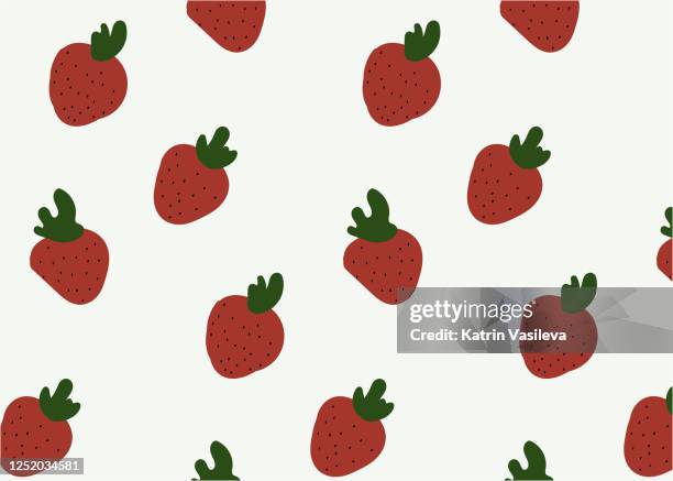 strawberry summer seamless pattern on a white background - tulip background stock illustrations