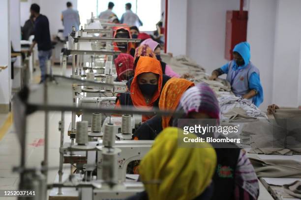 Workers at a garment factory in Gazipur, Bangladesh, on Sunday, April 16, 2023. Conditions in many Bangladesh factories have improved since the...