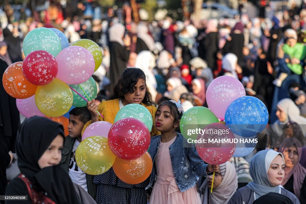 Muslims In Gaza Muslim women worshippers gather after prayers on the first day of Eid ...