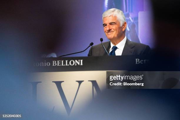Antonio Belloni, group managing director at LVMH Moet Hennessy Louis Vuitton SE, at the LVMH Moet Hennessy Louis SE annual general meeting of...