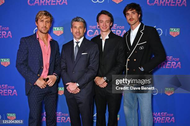 Ryan Gosling, Patrick Dempsey, TAG Heuer CEO Frederic Arnault and Jacob Elordi arrive at the TAG Heuer Carrera 60th Anniversary Party at The Outernet...