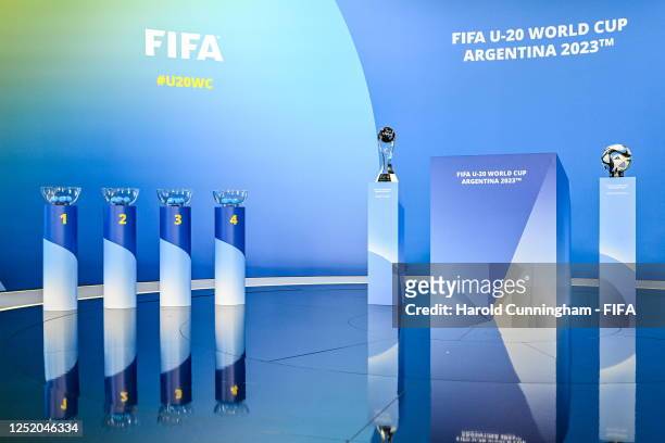 View of the stage prior to the FIFA U-20 World Cup Argentina 2023 Draw at HoF, Home of FIFA on April 21, 2023 in Zurich, Switzerland.