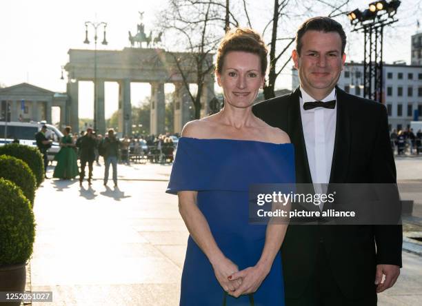 April 2023, Berlin: Hubertus Heil , Federal Minister of Labor, and his wife Solveig Orlowski come to the 70th Federal Press Ball "For Freedom of the...