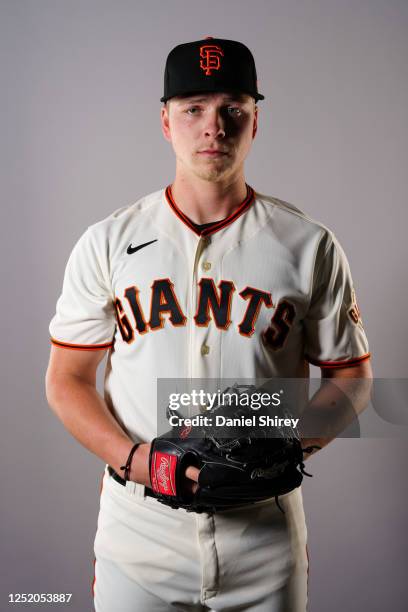 Kyle Harrison of the San Francisco Giants poses for a photo during the San Francisco Giants Photo Day at Scottsdale Stadium on Friday, February 24,...