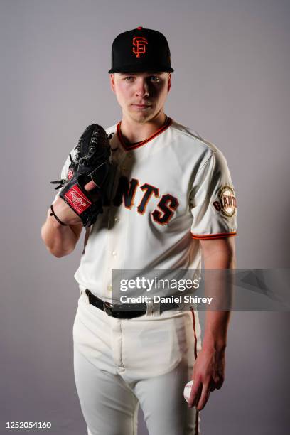 Kyle Harrison of the San Francisco Giants poses for a photo during the San Francisco Giants Photo Day at Scottsdale Stadium on Friday, February 24,...