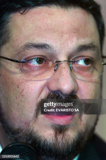 Economic Minister of Brazil, Antonio Palocci, answers questions during a press conference, 07 Febuary 2003 in Brasilia, Brazil. Antonio Palocci,...