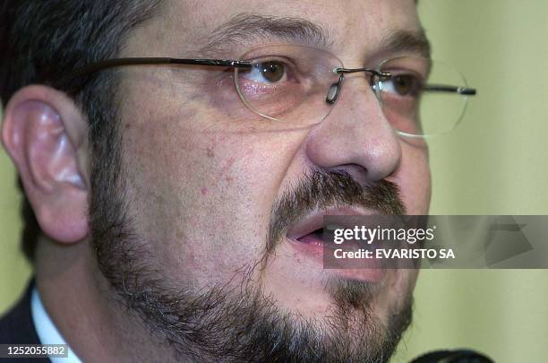 Economic Minister of Brazil, Antonio Palocci, answers questions during a press conference, 07 Febuary 2003 in Brasilia, Brazil. Antonio Palocci,...